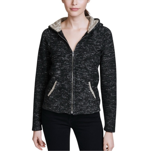 Maison Scotch Hoodie Size 1 Black Heathered Lurex - Picture 1 of 13